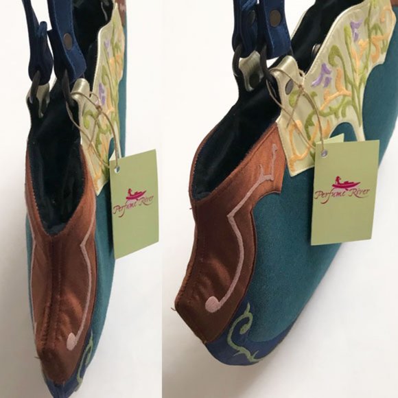 NWT Handcrafted Embroidered Silk Handbag By Perfume River - Picture 3 of 12